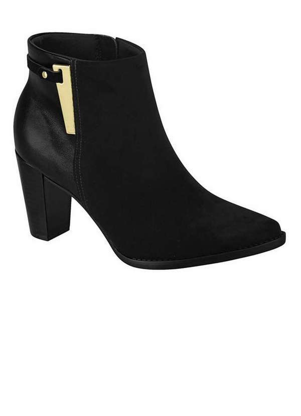 Beira Rio - Ankle Boots Feminina Beira Rio Detalhe Metalizado Preto