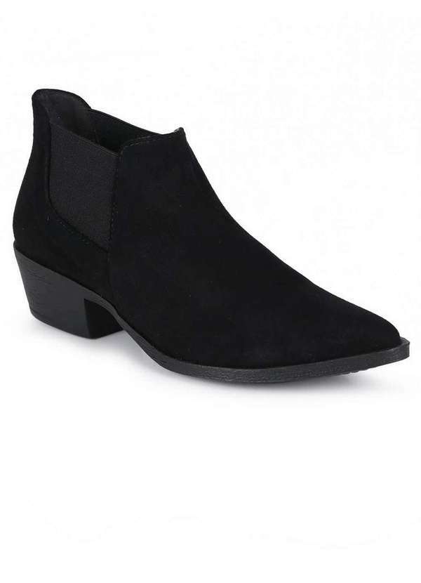 Lara - Bota Chelsea Feminina Lara Camurça Preto