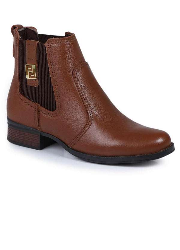 Pegada - Bota Chelsea Feminina Pegada Elástico Marrom