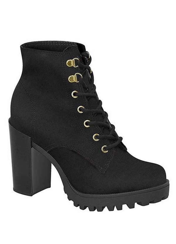 Moleca - Bota Coturno Feminina Moleca Salto Grosso Preto