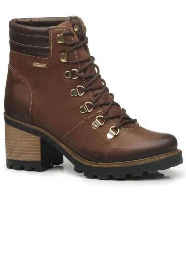 Pegada - Bota Coturno Feminina Pegada Couro Marrom