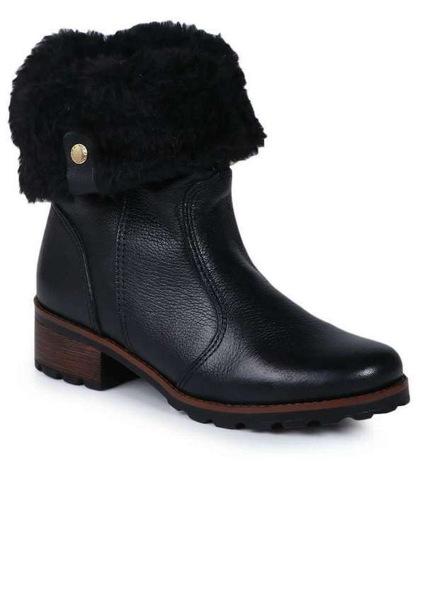 Pegada - Bota Coturno Feminina Pegada Dobrável Preto