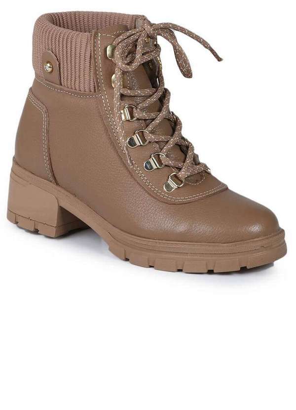 Pegada - Bota Coturno Feminina Pegada Moderna Bege