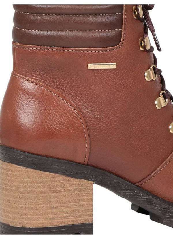 Pegada - Bota Coturno Feminina Pegada Salto Grosso Castanho 4