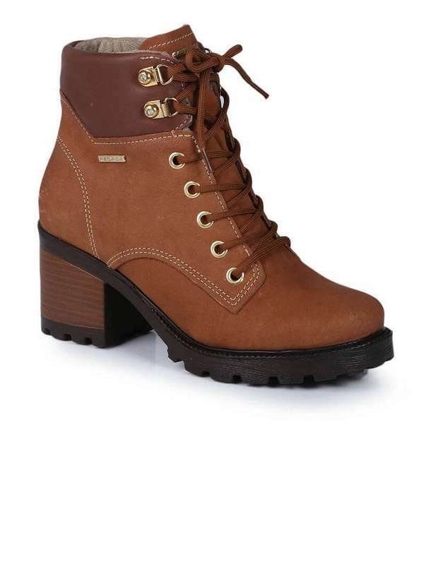 Pegada - Bota Coturno Feminina Pegada Sofisticada Caramelo