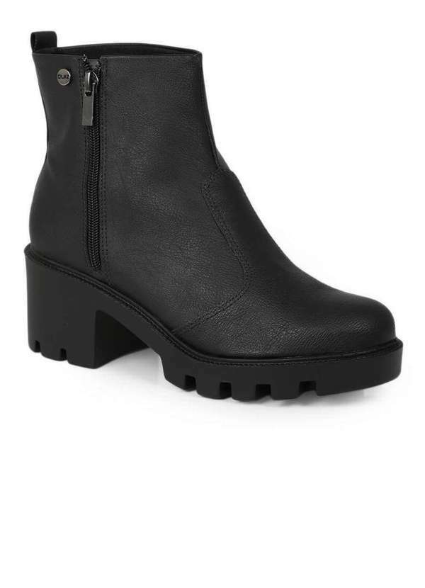 Quiz - Bota Coturno Feminina Quiz Zíper Preto
