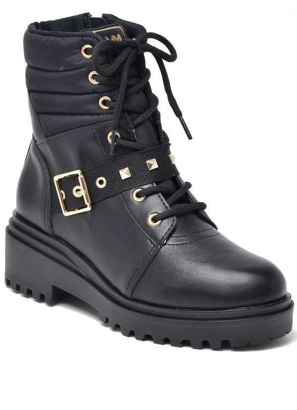 Via Marte - Bota Coturno Feminina Via Marte Spike Preto