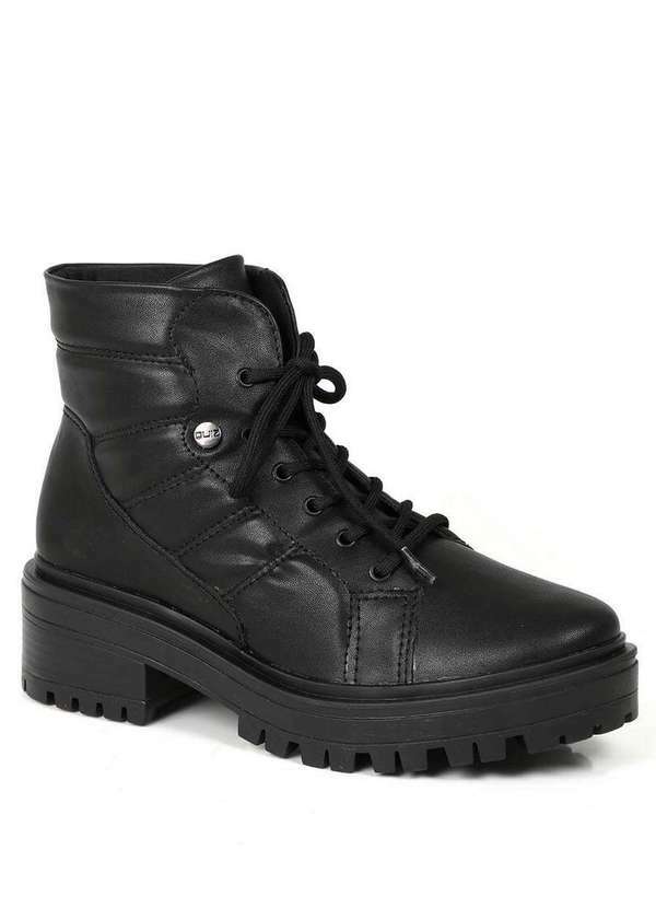 Quiz - Bota Coturno Feminino Quiz Monocromática Preto