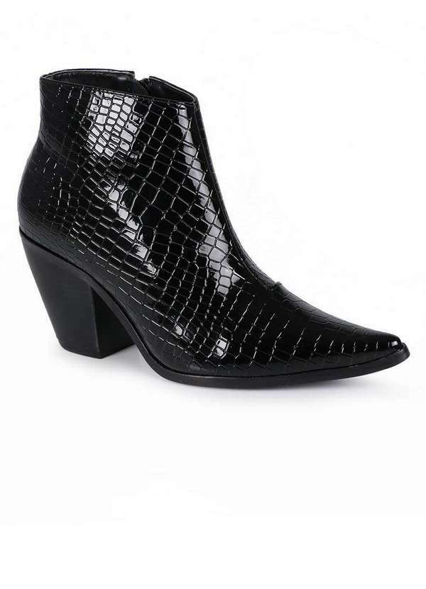 Lara - Bota Country Feminina Lara Croco Elegante Preto