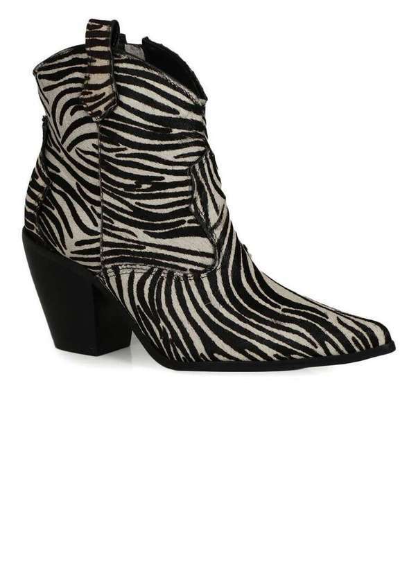 Lara - Bota Country Feminina Lara Zebra Preto e Branco