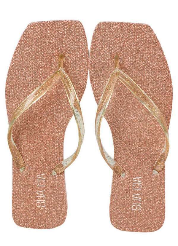 Sua Cia - Chinelo Feminino Sua Cia Alça Transparente Cobre