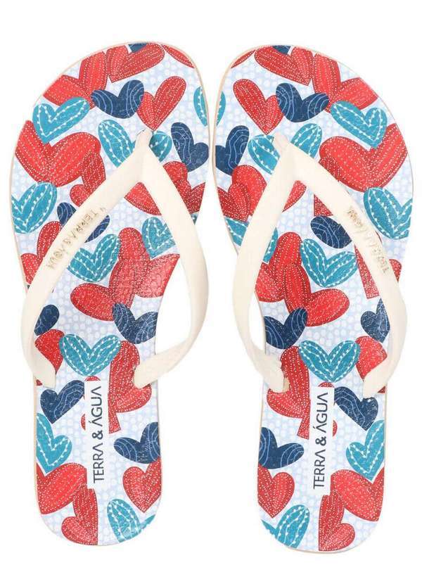 Terra & Agua - Chinelo Feminino Terra e Água Estampa Branco