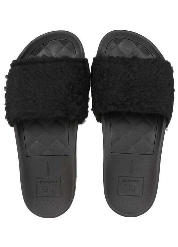Moleca - Chinelo Slide Feminino Moleca Pelinho Preto