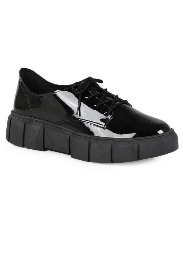 Beira Rio - Sapato Oxford Feminino Beira Rio Verniz Clássico Preto