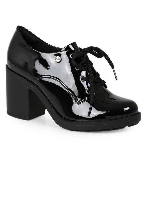 Quiz - Sapato Oxford Feminino Quiz Verniz Salto Preto