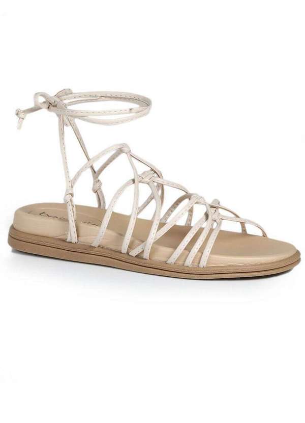 Beira Rio - Sandália Flatform Feminina Beira Rio Nó e Laço Marfim