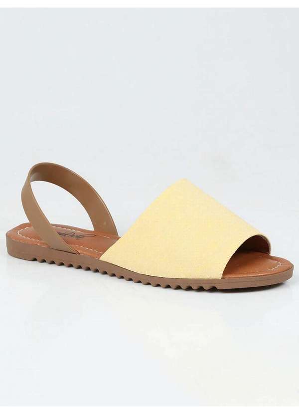 Sandália Rasteira Feminina Bruna Rocha Básica Amarelo Passarela