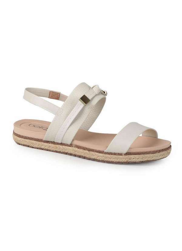 Beira Rio - Sandália Rasteira Feminina Conforto Beira Rio Espadrille Gelo
