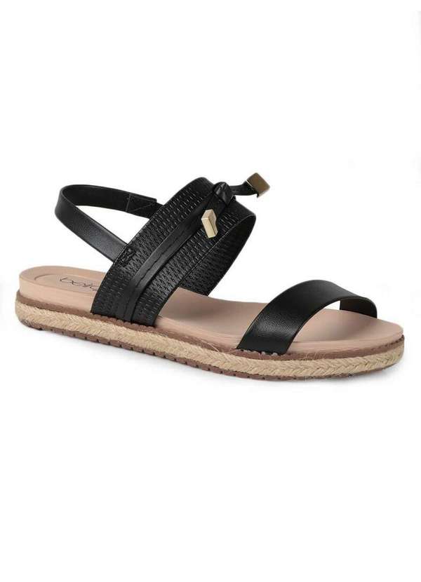 Sandália Rasteira Feminina Conforto Beira Rio Espadrille Preto