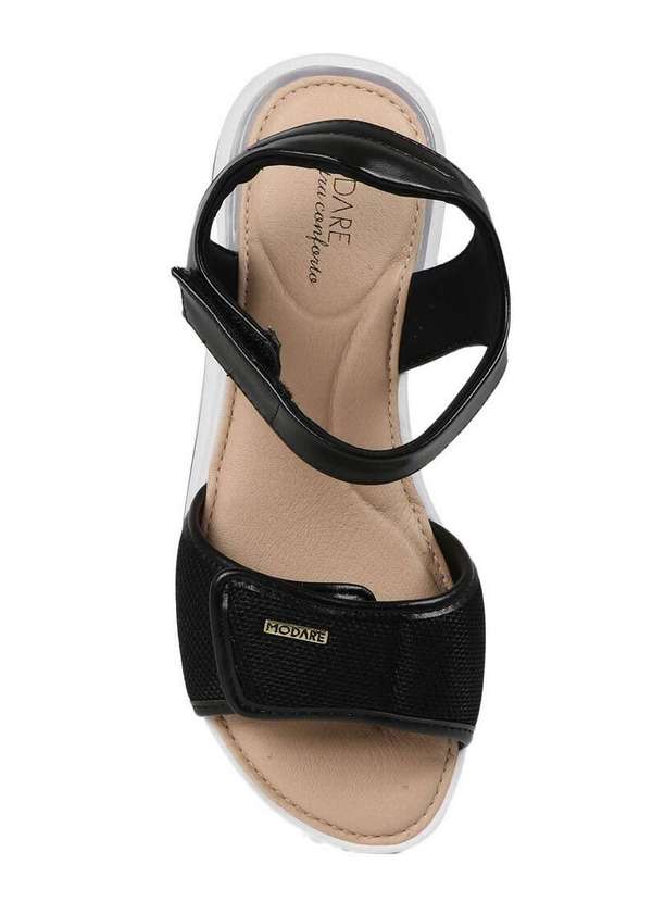 Modare - Sandália Rasteira Feminina Conforto Modare Velcro Duplo Preto 5