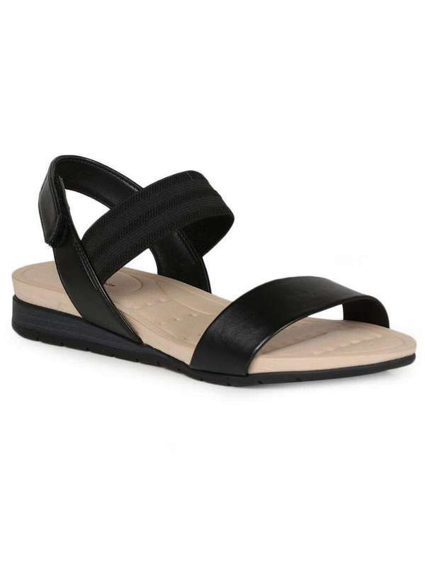 Modare - Sandália Rasteira Feminina Conforto Modare Velcro Preto