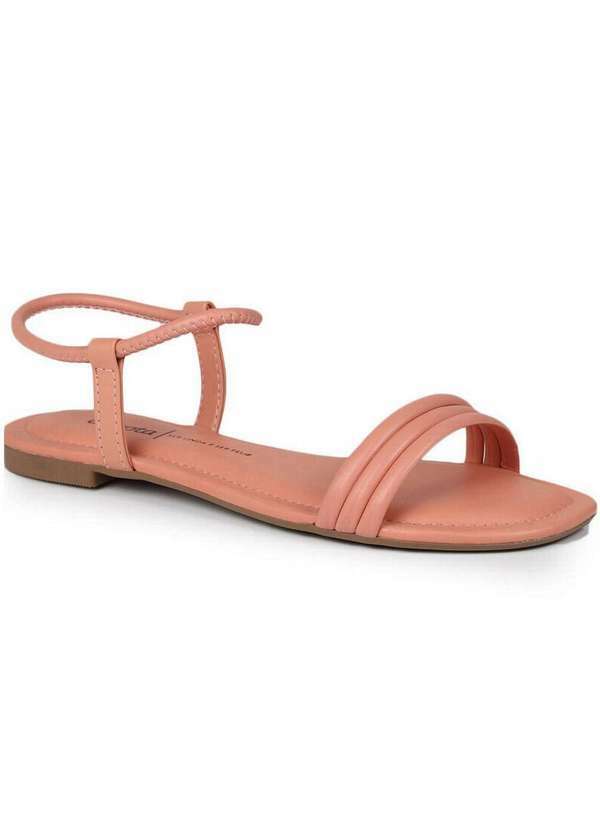 Dakota - Sandália Rasteira Feminina Dakota Tiras Minimalista Coral