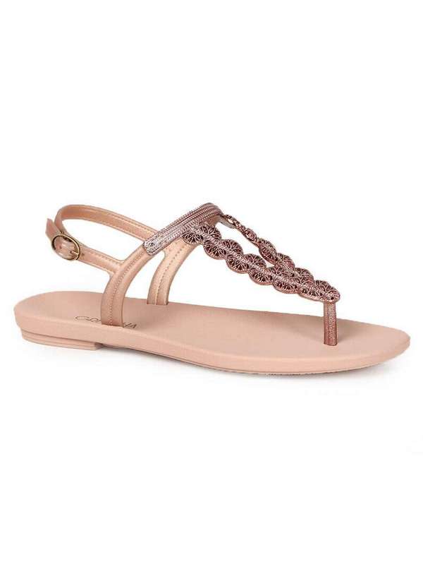 Grendha - Sandália Rasteira Feminina Grendha Texturizada Nude