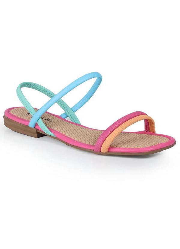Mississipi - Sandália Rasteira Feminina Mississipi Contorno Metalizado Coral