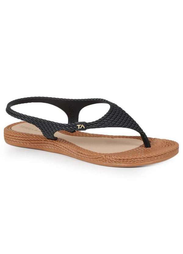 Terra & Agua - Sandália Rasteira Feminina Terra e Água Preto