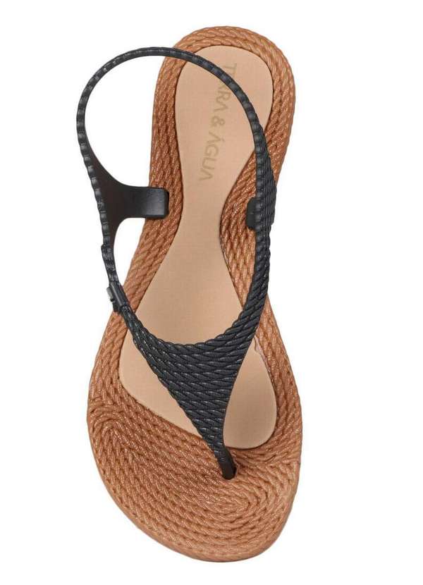 Terra Agua Sandália Rasteira Feminina Terra e Água Preto - Main Image