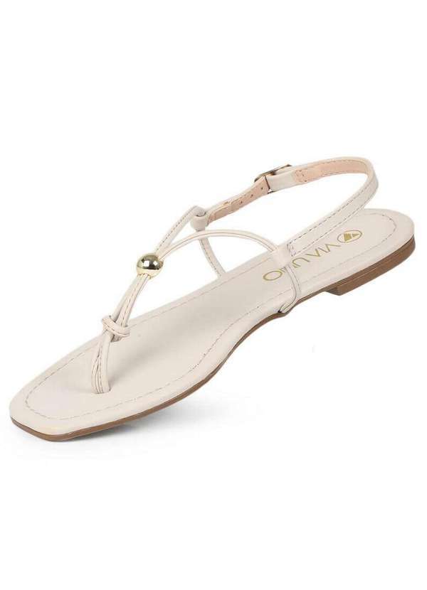 Via Uno - Sandália Rasteira Feminina Via Uno Bico Quadrado Marfim 2
