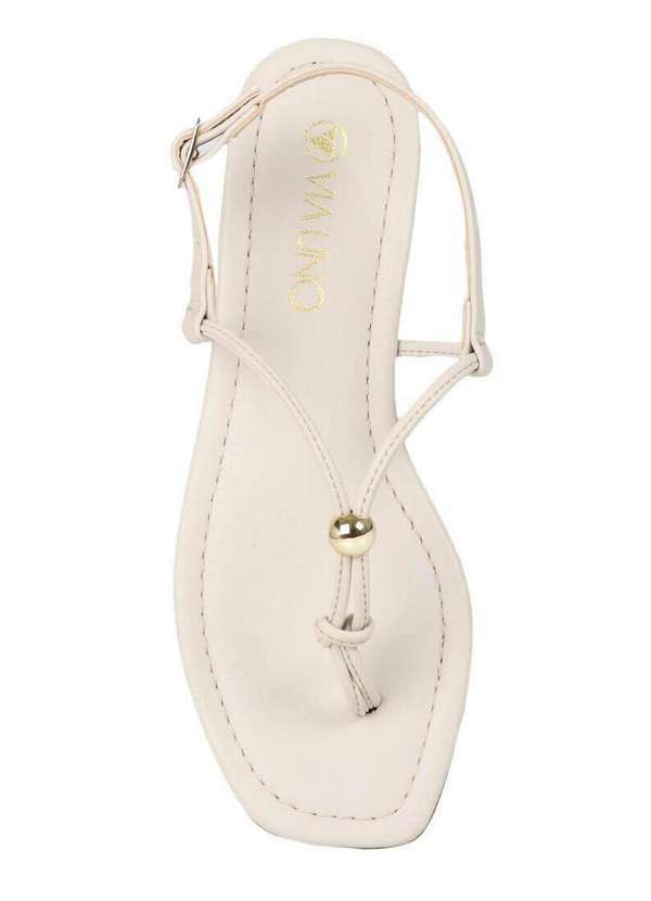 Via Uno - Sandália Rasteira Feminina Via Uno Bico Quadrado Marfim 4