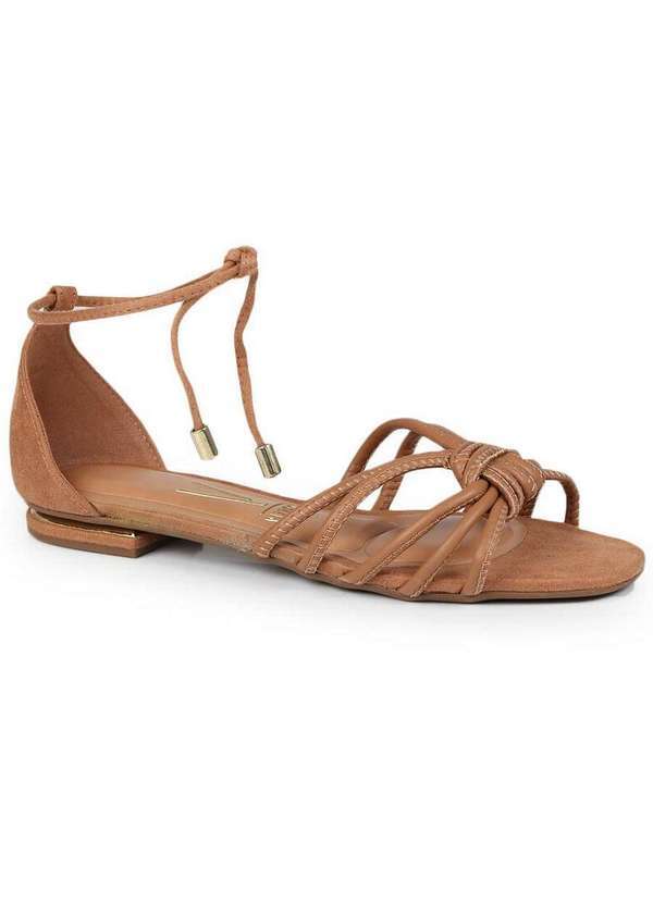 Vizzano - Sandália Rasteira Feminina Vizzano Amarração Básica Caramelo