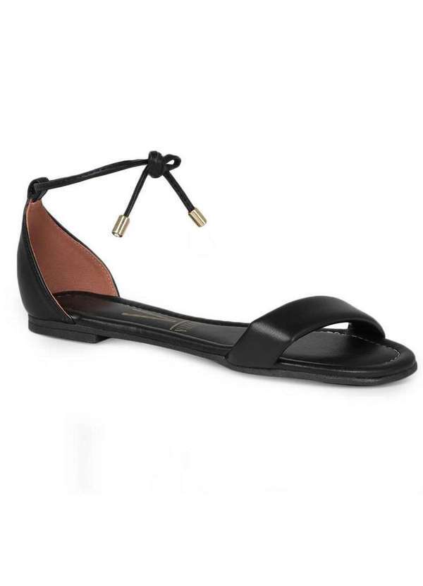 Vizzano - Sandália Rasteira Feminina Vizzano Amarração Preto