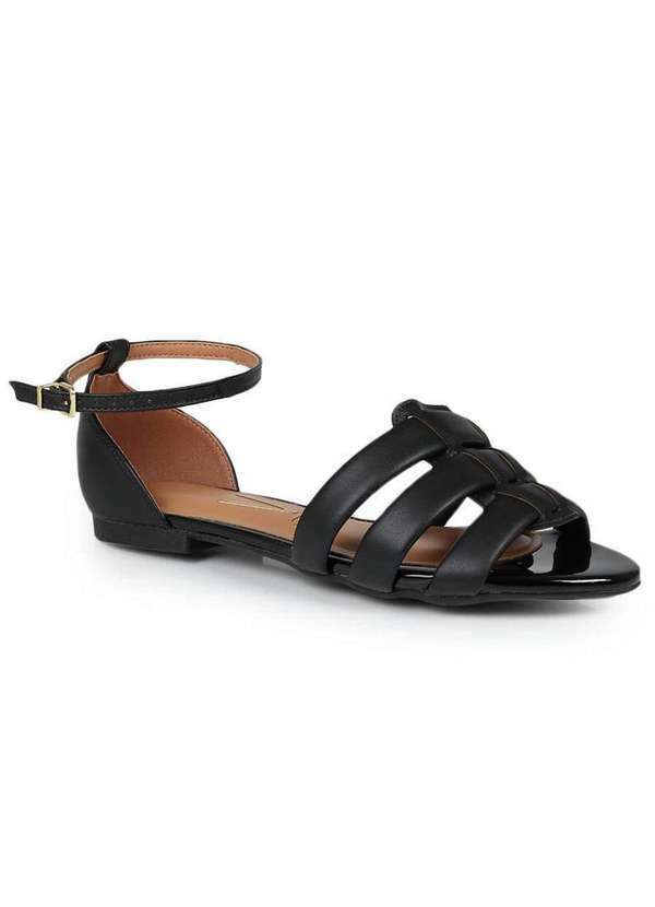 Vizzano - Sandália Rasteira Feminina Vizzano Calcanhar Fechado Preto