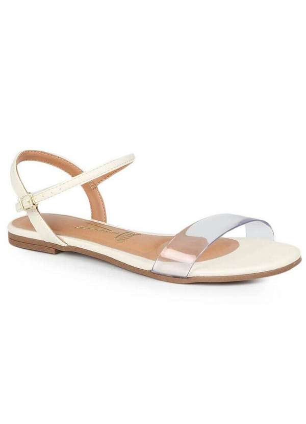Vizzano Sandália Rasteira Feminina Vizzano Minimal Vinil Marfim