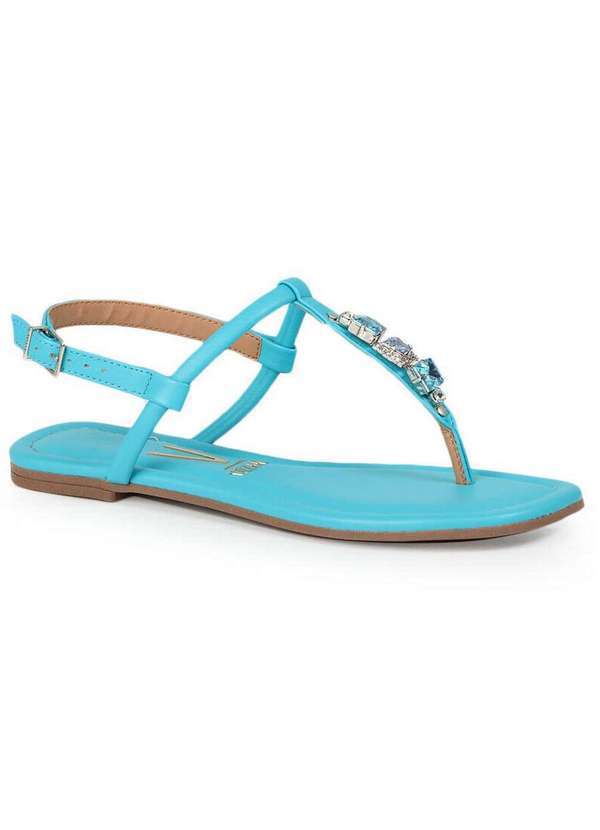 Vizzano Sandália Rasteira Feminina Vizzano Pedras Turquesa