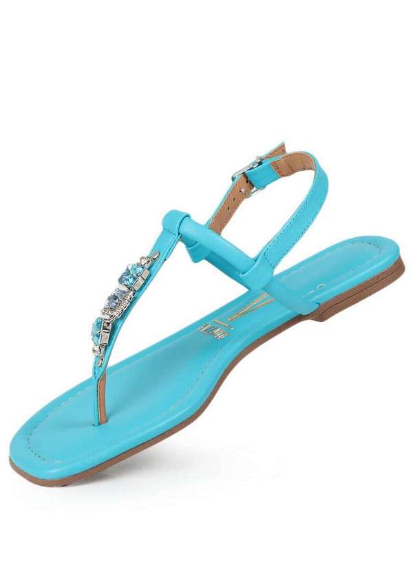 Vizzano - Sandália Rasteira Feminina Vizzano Pedras Turquesa 2