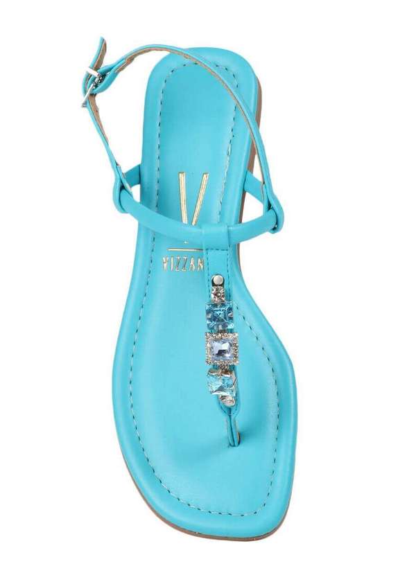 Vizzano - Sandália Rasteira Feminina Vizzano Pedras Turquesa 4