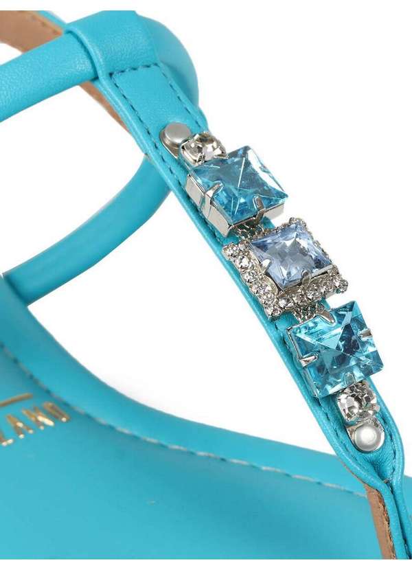 Vizzano - Sandália Rasteira Feminina Vizzano Pedras Turquesa 5