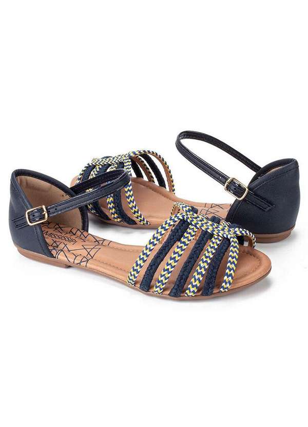 Sandália Rasteira Feminino Mississipi Corda Marinho Passarela