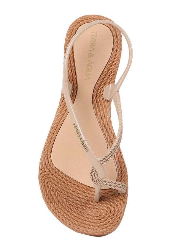 Terra & Agua - Sandalia Rasteira Feminino Terra e Água Básico Bege 4