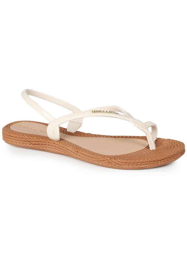 Terra & Agua - Sandalia Rasteira Feminino Terra e Água Básico Branco