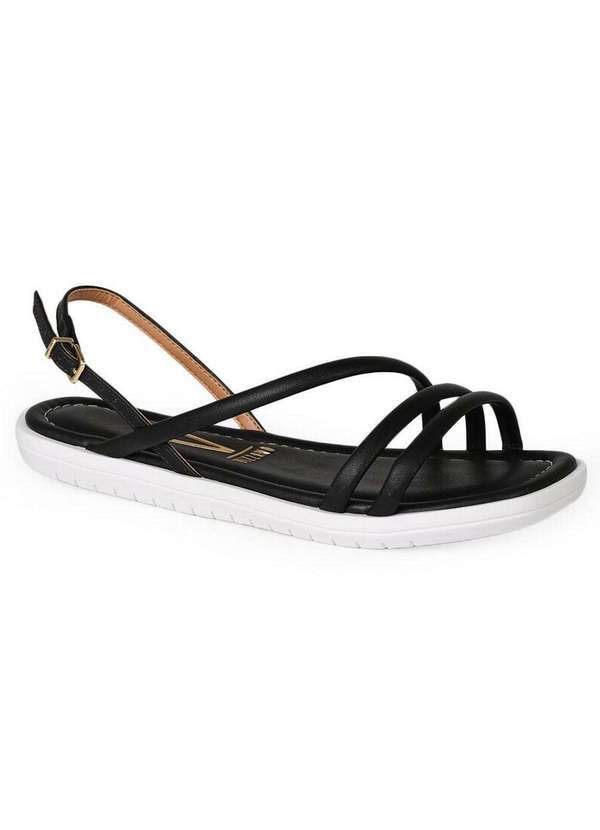 Vizzano - Sandália Rasteira Feminino Vizzano Tiras Preto