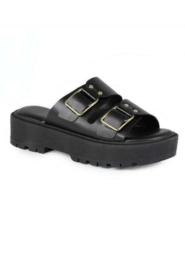 Beira Rio - Tamanco Birken Feminino Conforto Beira Rio Fivelas Preto