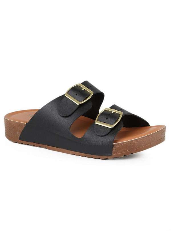 Terra & Agua - Tamanco Birken Feminino Terra e Água Dupla Fivela Preto