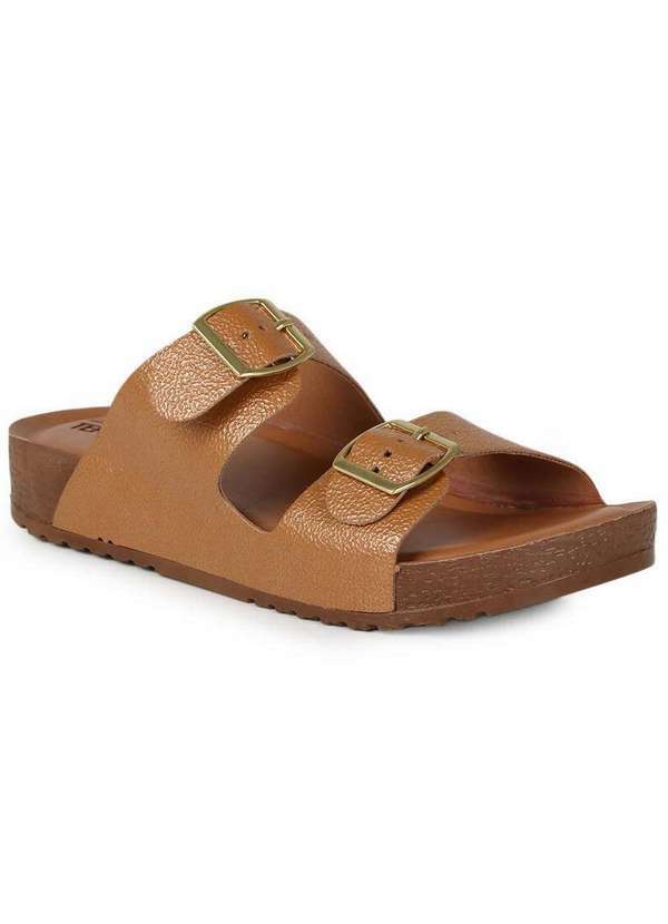 Terra & Agua - Tamanco Birken Feminino Terra e Água Fivela Dupla Caramelo