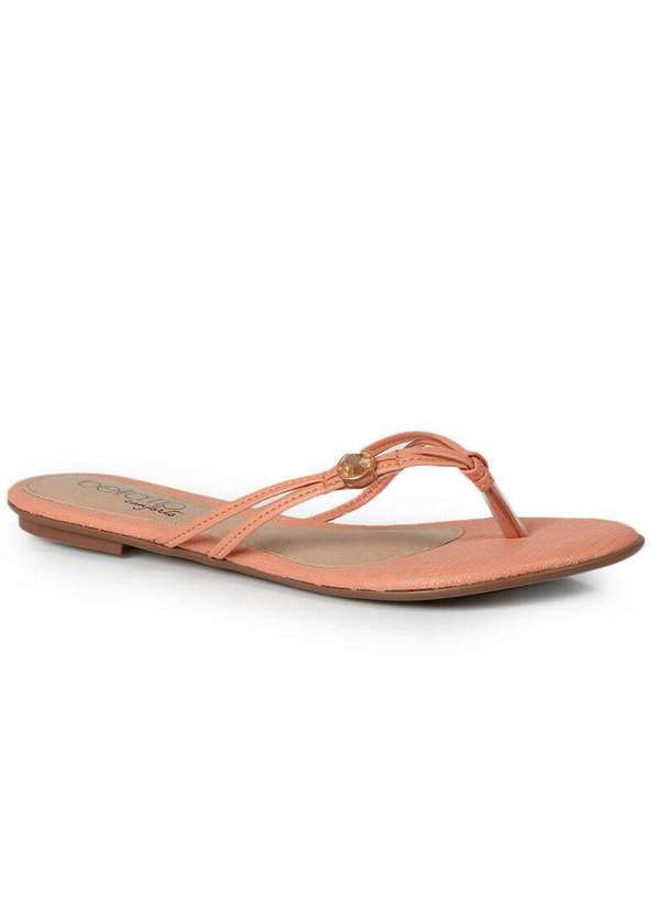 Beira Rio - Tamanco Rasteiro Feminino Conforto Beira Rio Pedra Brilhante Coral