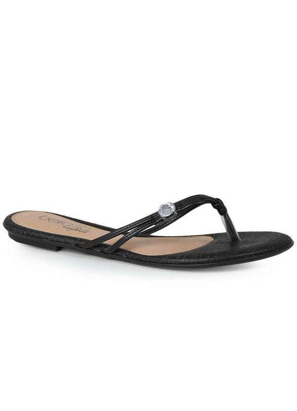Beira Rio - Tamanco Rasteiro Feminino Conforto Beira Rio Pedra Brilhante Preto