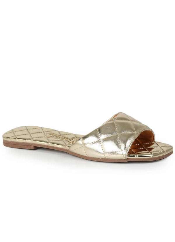 Vizzano - Tamanco Rasteiro Feminino Vizzano Matelassê Metal Dourado